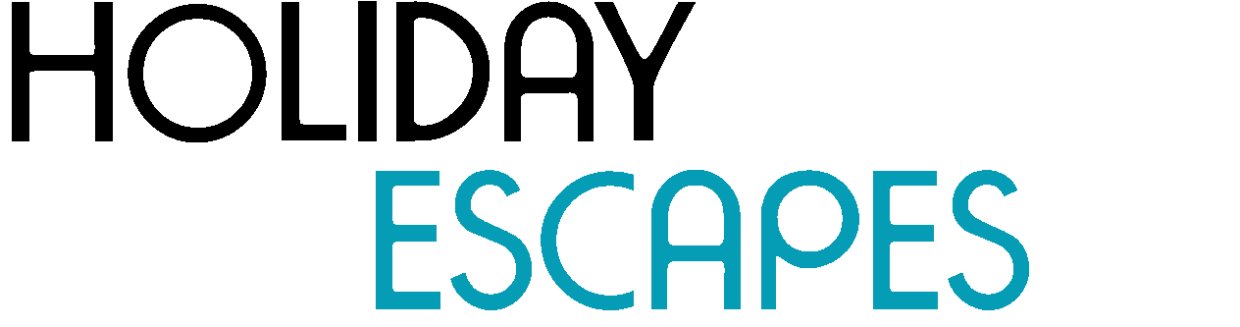 Holiday Escapes logo with black text "HOLIDAY" above blue text "ESCAPES" on white background